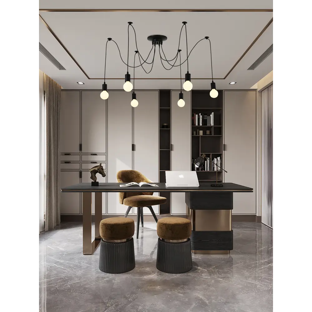 Фото 2 Люстра-паук Arte milano 415121.l700.e27-6_black 6 ламп 12 м² цвет черный Фото 2 Люстра-паук Arte milano 415121.l700.e27-6_black 6 ламп 12 м² цвет черный