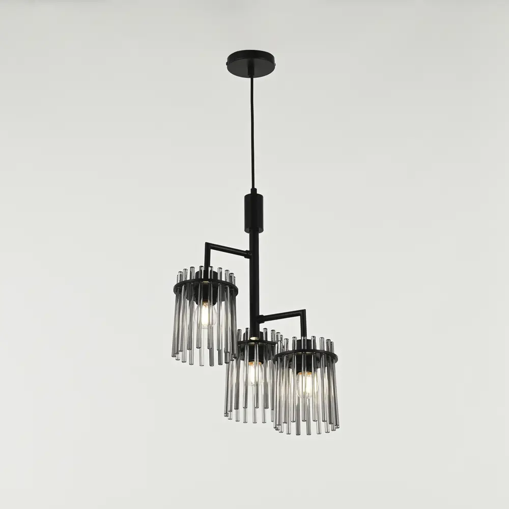 Фото 4 Люстра подвесная Arte perfetto luce 3341.1812.d340.e27.3.grey 3 лампы 6 м² цвет черный