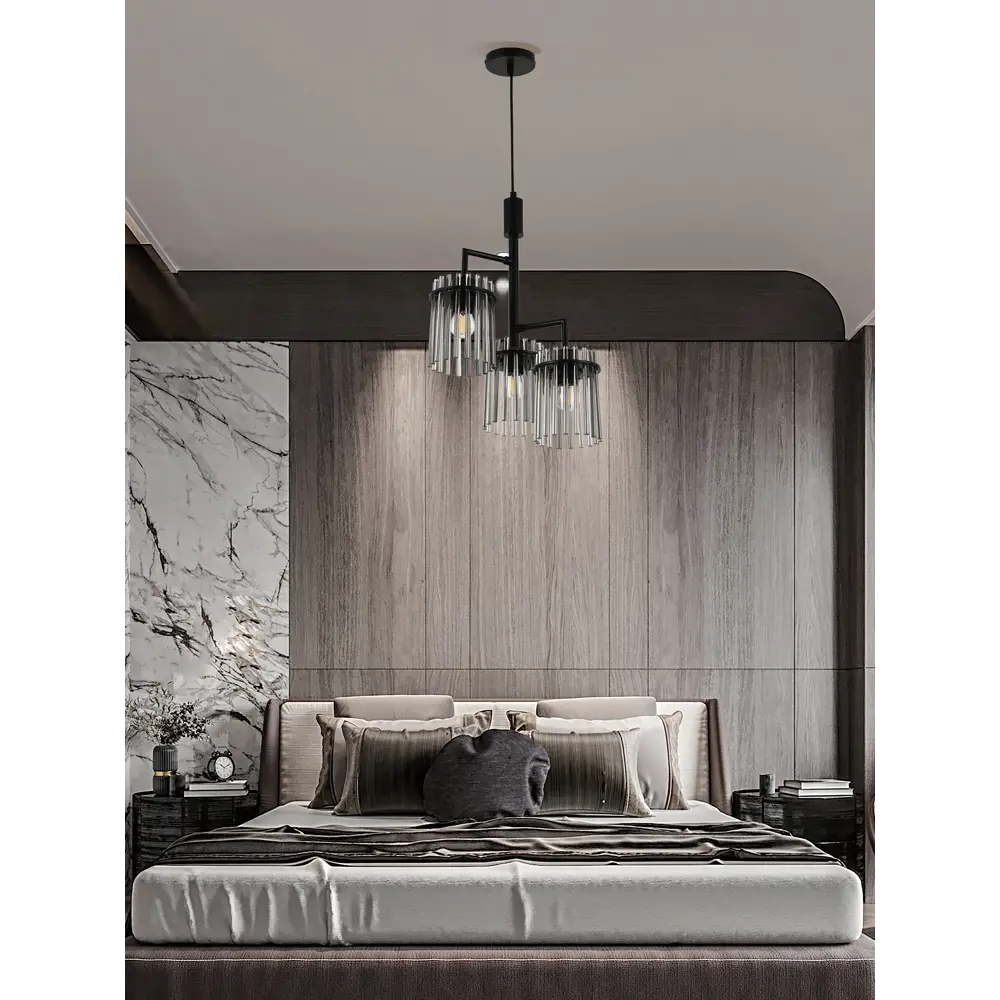 Фото 6 Люстра подвесная Arte perfetto luce 3341.1812.d340.e27.3.grey 3 лампы 6 м² цвет черный