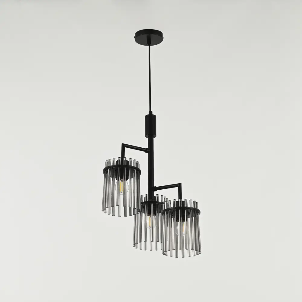 Фото 12 Люстра подвесная Arte perfetto luce 3341.1812.d340.e27.3.grey 3 лампы 6 м² цвет черный