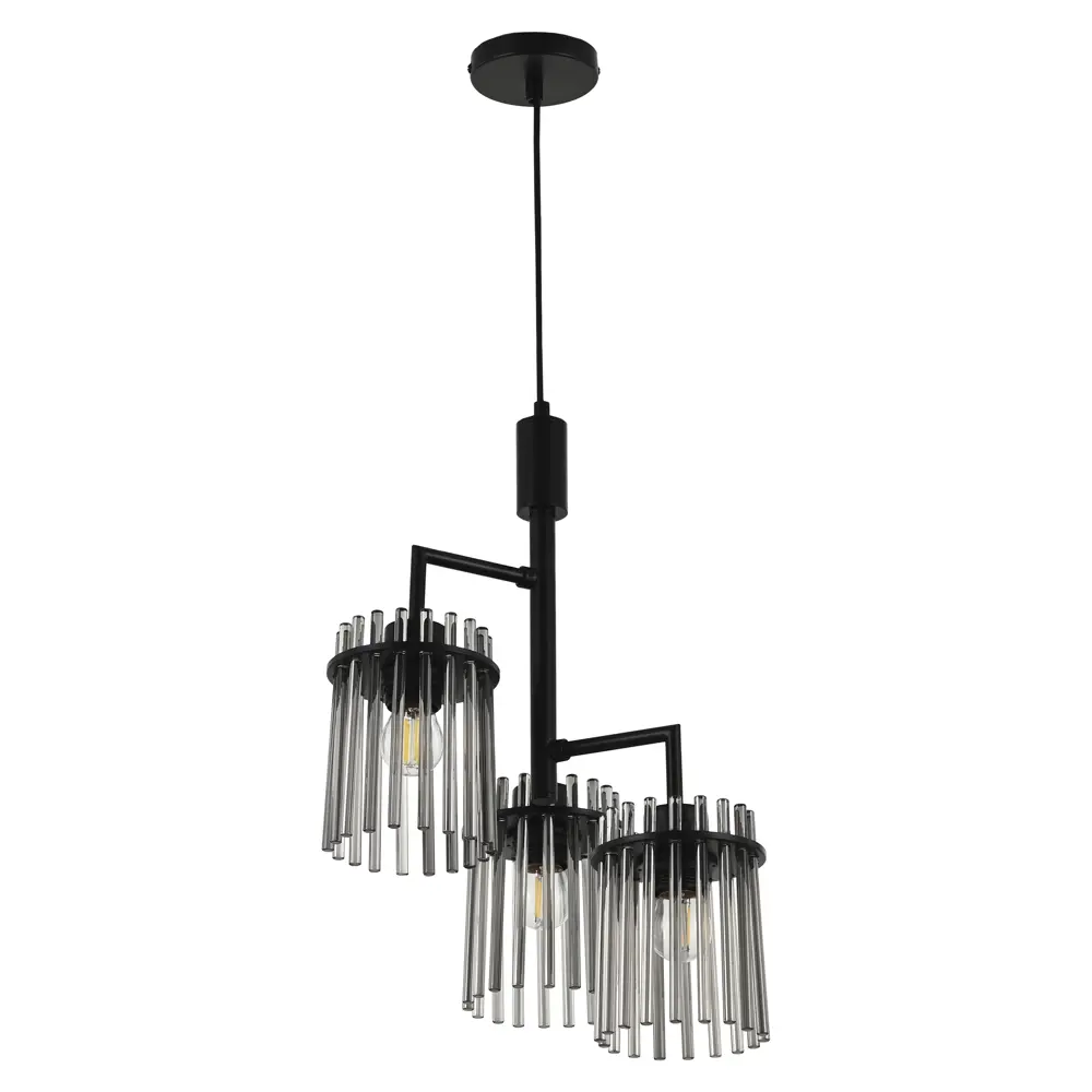 Фото 8 Люстра подвесная Arte perfetto luce 3341.1812.d340.e27.3.grey 3 лампы 6 м² цвет черный