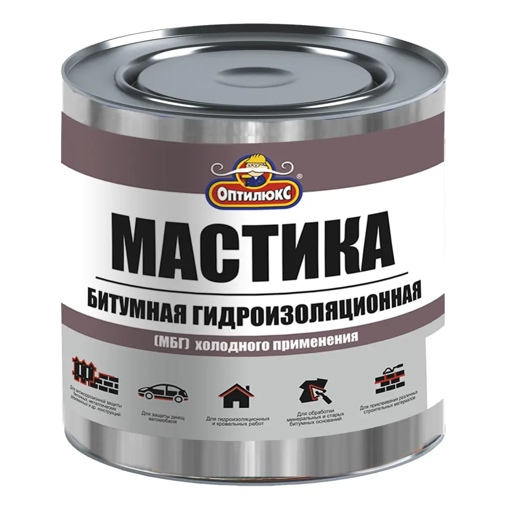 Фото Мастика Optilux битумная гидроизоляционная 1.8кг Фото Мастика Optilux битумная гидроизоляционная 1.8кг
