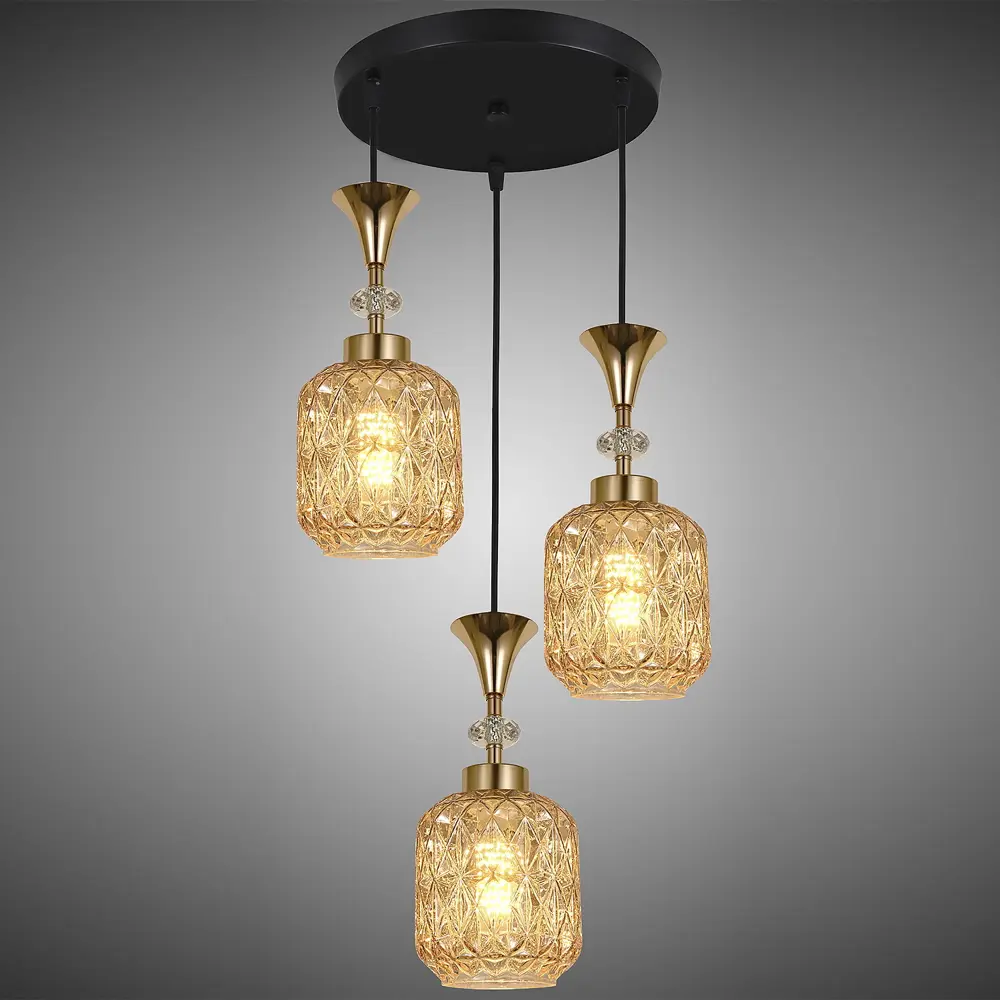 Фото 5 Светильник подвесной Reluce 02003-0.9-03 amber 3 лампы 18 м² цвет черный Фото 5 Светильник подвесной Reluce 02003-0.9-03 amber 3 лампы 18 м² цвет черный