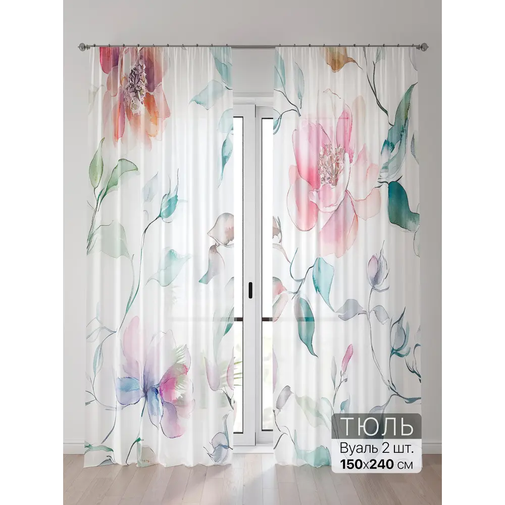 Фото Тюль Comfy Way Алоуна - 121 CW580121-240 150x240 см на шторной ленте цвет белый 2 шт