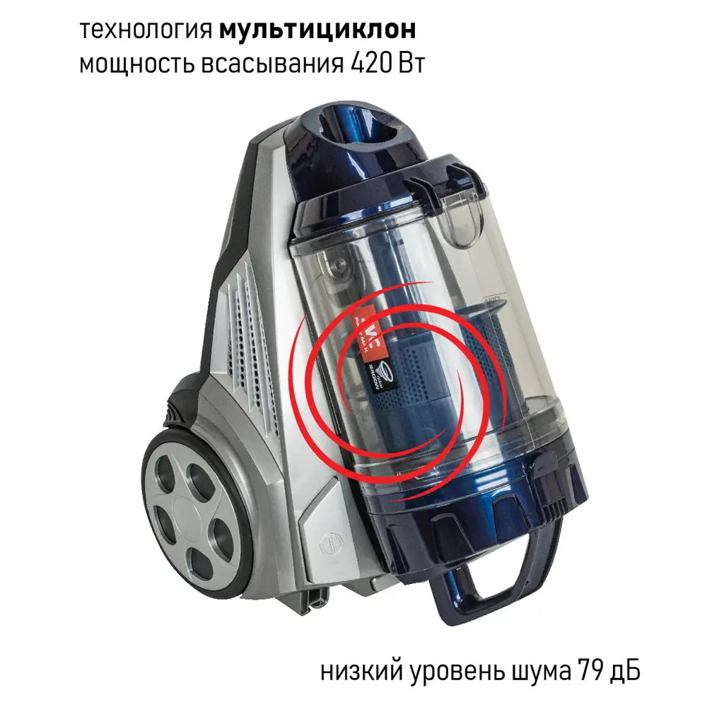 Фото 11 Пылесос с контейнером Jvc Jh-vc423 2400 Вт 3 л цвет синий серый