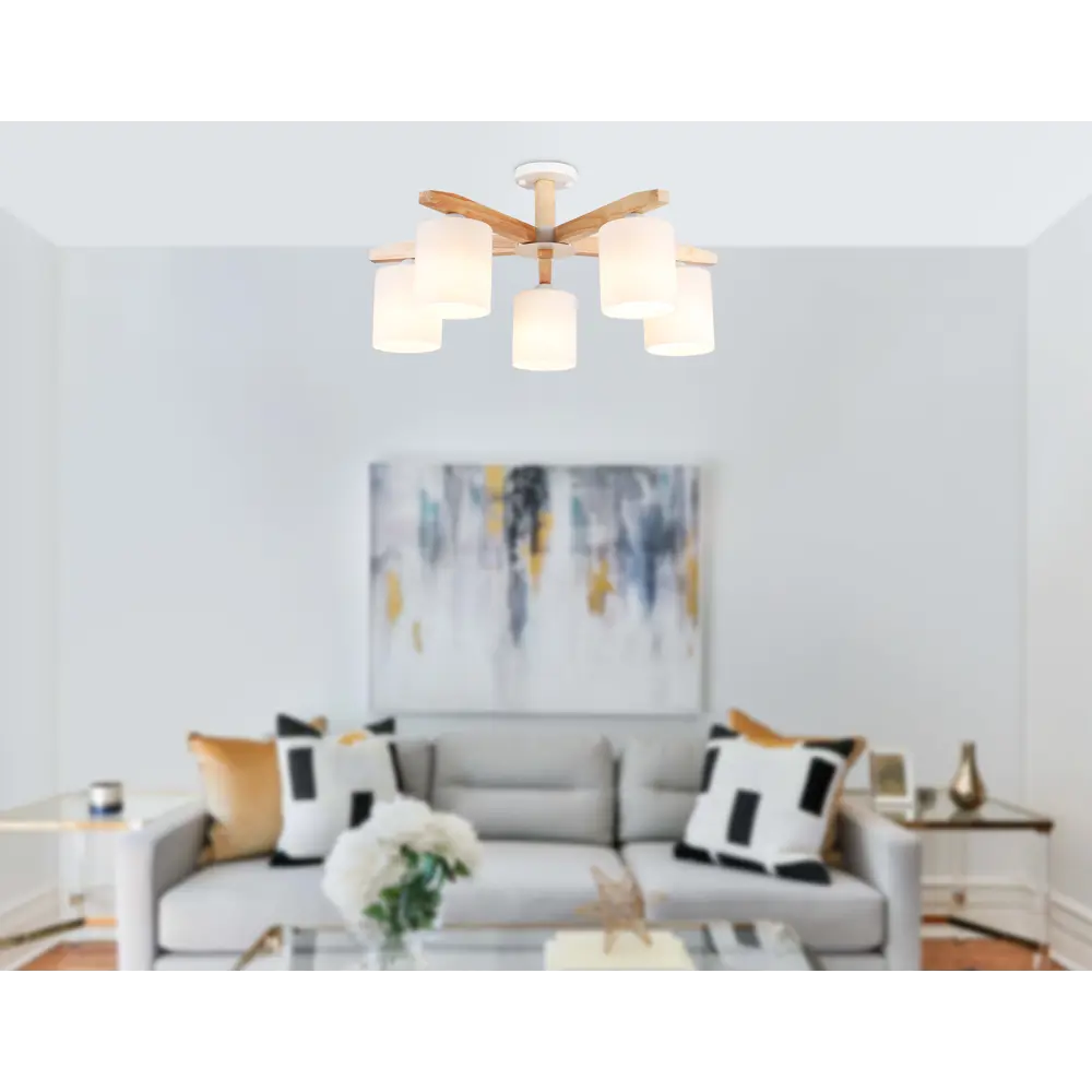 Фото 6 Люстра на штанге Ambrella Light Traditional Ambr_tr83113 5 ламп 7.86 м² цвет белый/светлое дерево Фото 6 Люстра на штанге Ambrella Light Traditional Ambr_tr83113 5 ламп 7.86 м² цвет белый/светлое дерево