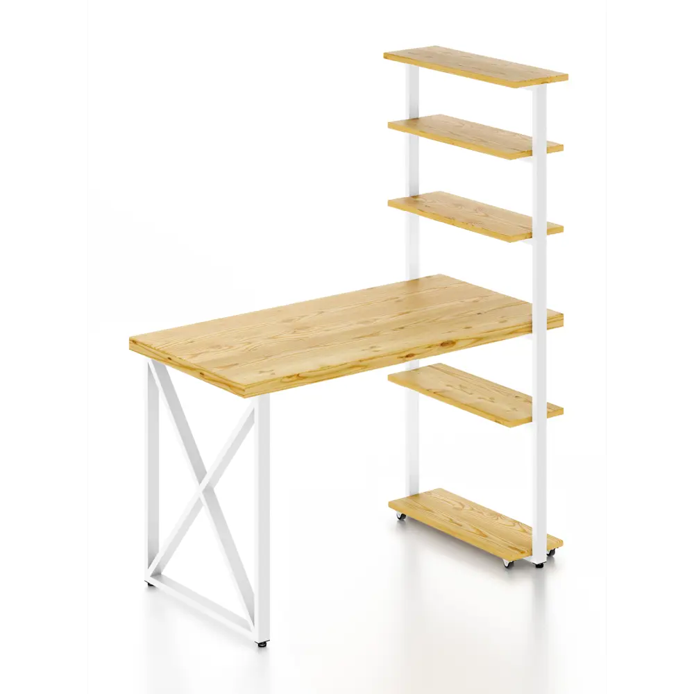 Фото Стол Solarius loft с 5 полками столешница лакированная 40 мм 60x145x120 см крестообразные ножки сосна цвет бежевый Фото Стол Solarius loft с 5 полками столешница лакированная 40 мм 60x145x120 см крестообразные ножки сосна цвет бежевый