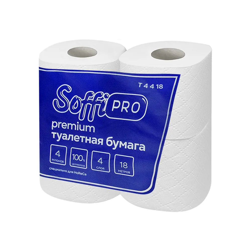 Фото 3 Туалетная бумага Soffione Premium 4-слойная 18 м белая 40 шт