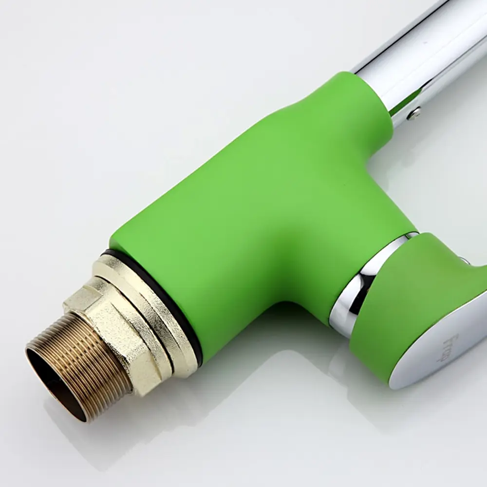 Фото 6 Смеситель для кухни Frap 54155 поворотный излив 21 см цвет зеленый