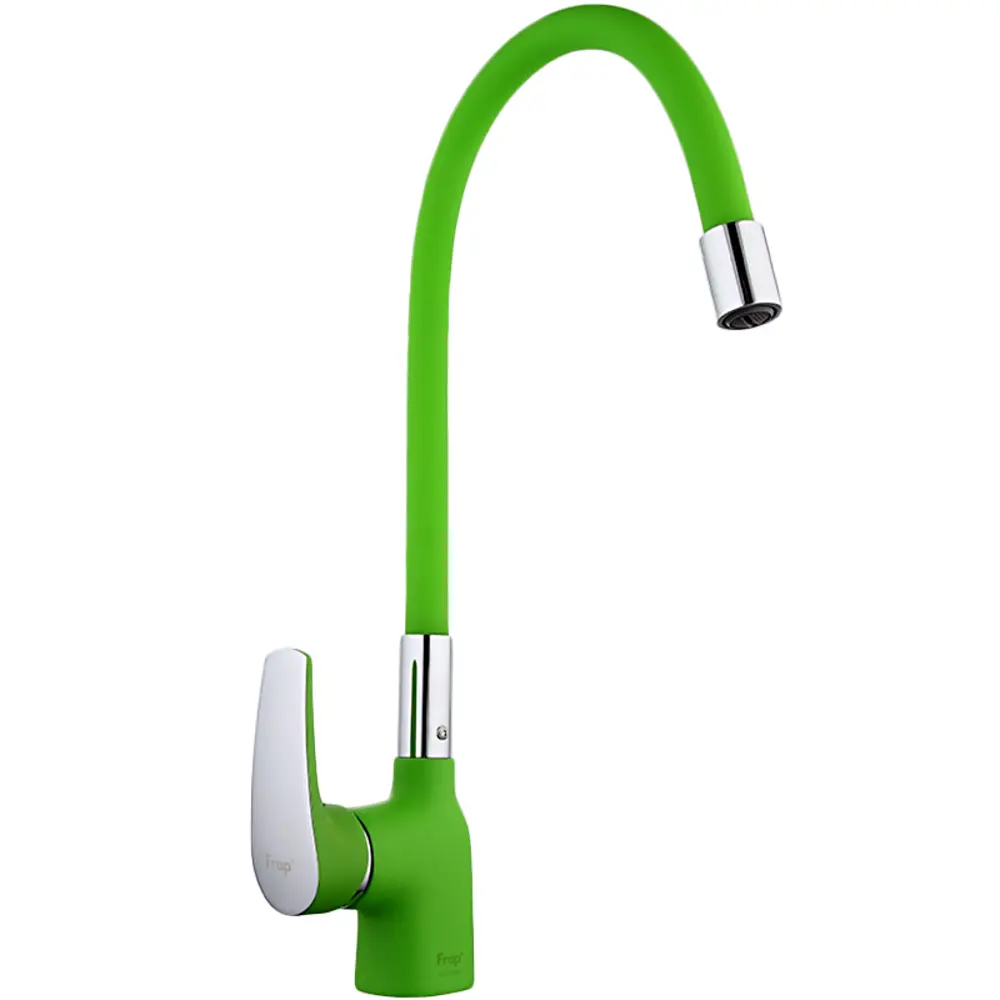 Фото 3 Смеситель для кухни Frap 54155 поворотный излив 21 см цвет зеленый