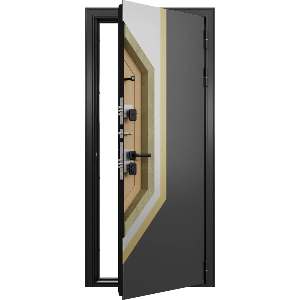 Фото 9 Входная дверь Unicorn Loft правый 205x96см цвет антрацит букле/эмаль белоснежная Фото 9 Входная дверь Unicorn Loft правый 205x96см цвет антрацит букле/эмаль белоснежная