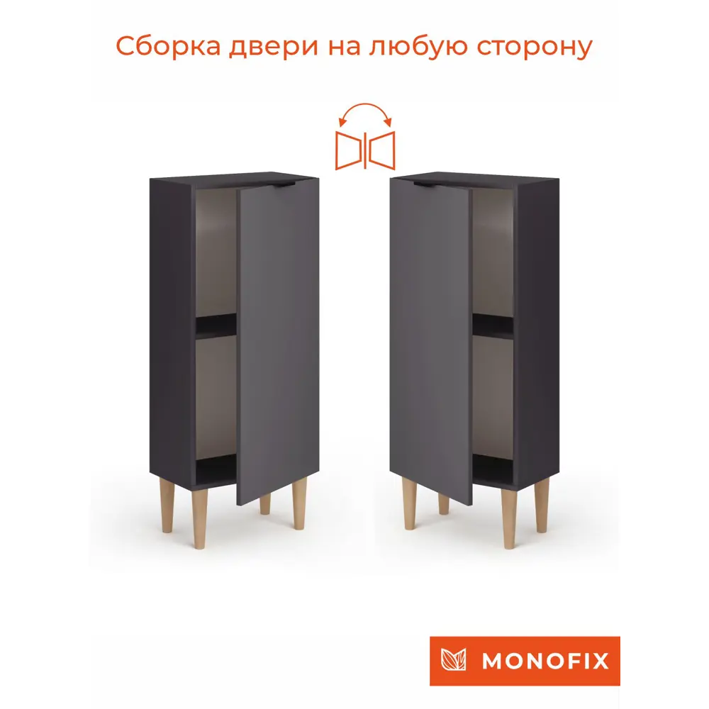 Фото 3 Тумба офисная Monofix 45x108x27 см ЛДСП цвет графит