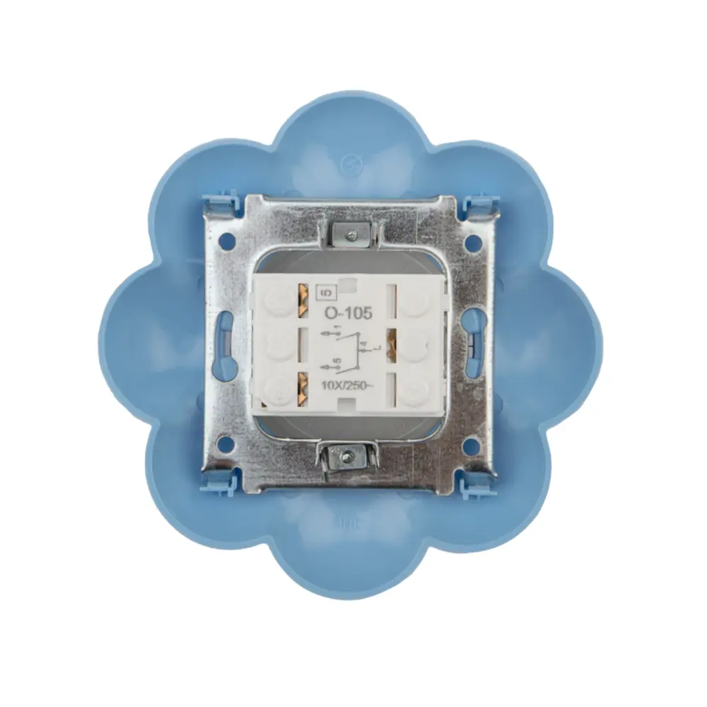 Фото 3 Выключатель встраиваемый Kranz Happy Цветок KR-78-0627 2 клавиши цвет белый/голубой