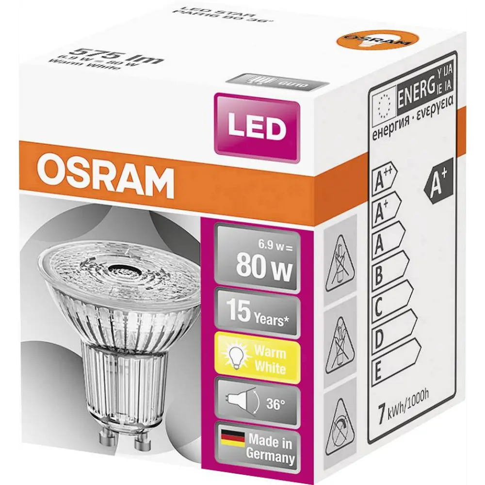 Фото 5 Набор ламп светодиодных Osram 4058075112605-6 GU10 220-240 В 6.9 Вт спот 575 Лм теплый белый (желтый) свет 6 шт Фото 5 Набор ламп светодиодных Osram 4058075112605-6 GU10 220-240 В 6.9 Вт спот 575 Лм теплый белый (желтый) свет 6 шт