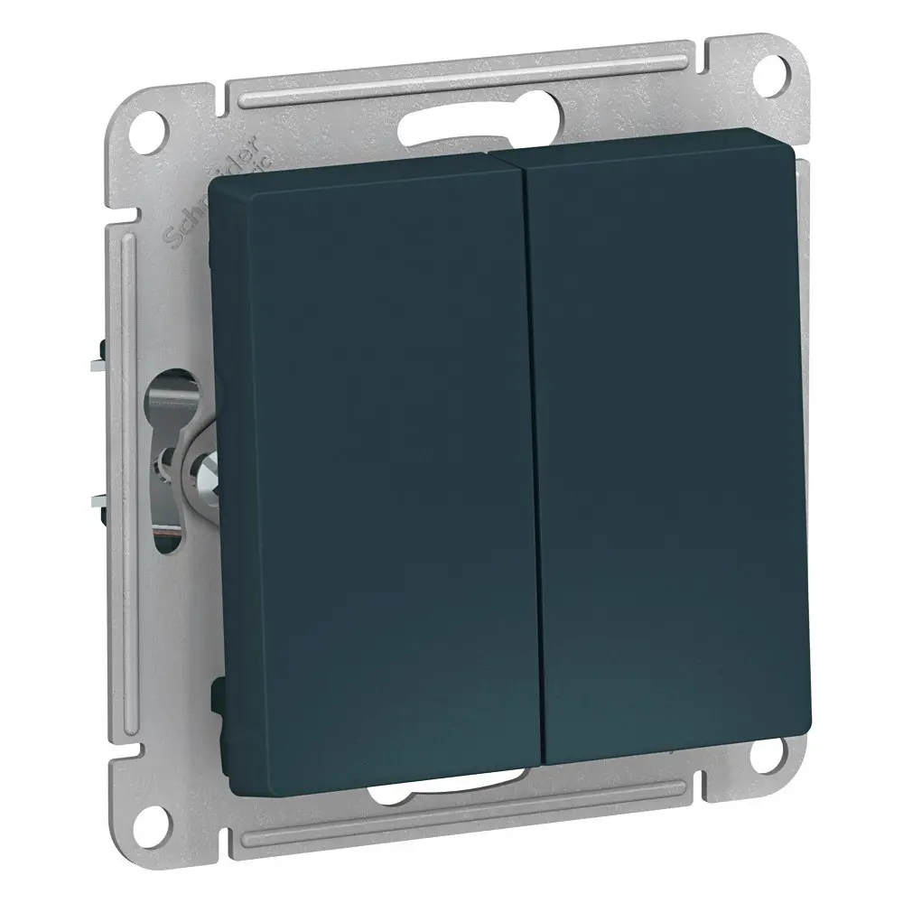 Фото Выключатель встраиваемый Systeme electric AtlasDesign ATN000817 2 клавиши цвет зеленый Фото Выключатель встраиваемый Systeme electric AtlasDesign ATN000817 2 клавиши цвет зеленый