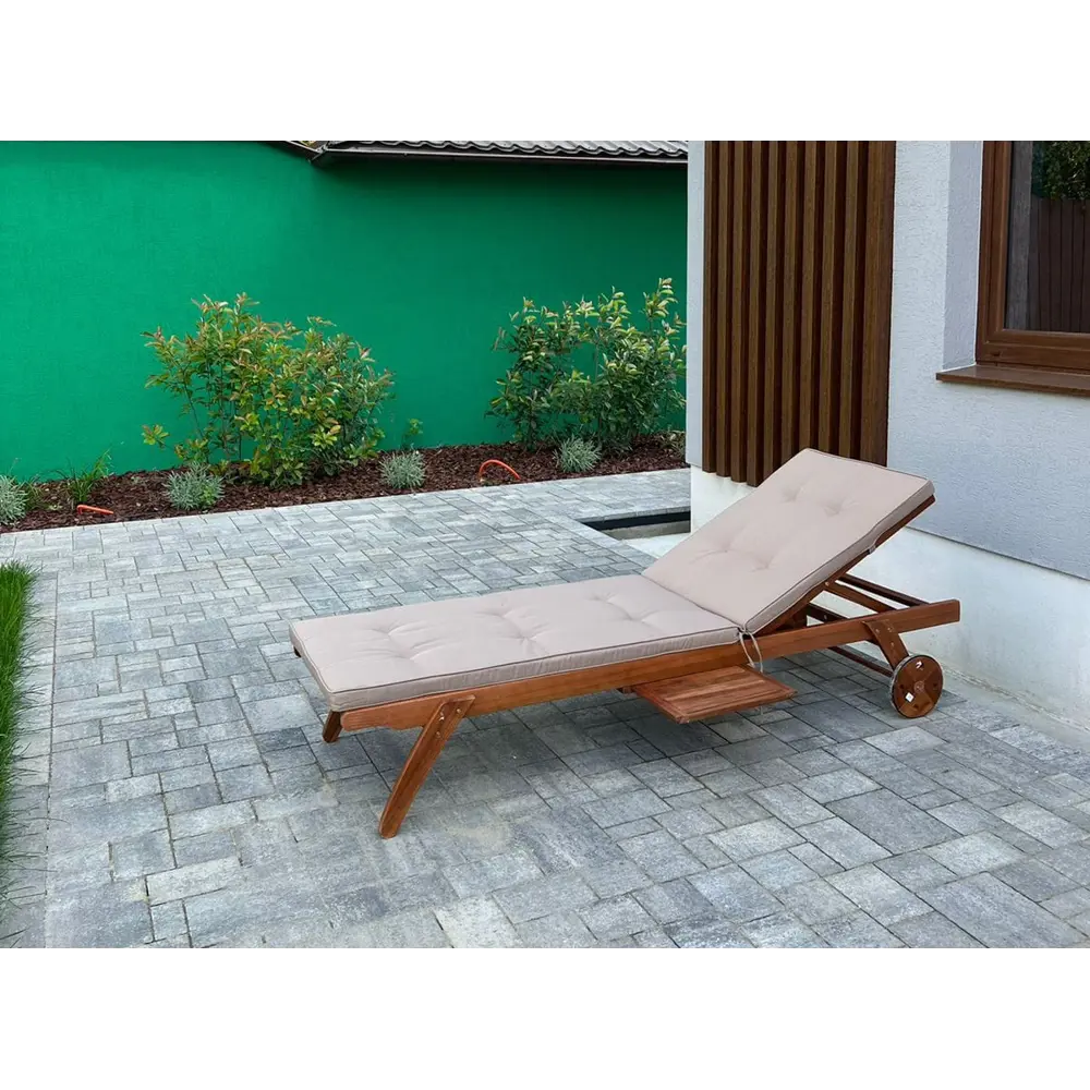 Фото 4 Шезлонг с подушкой Beige 195 x 71 x 80 см дерево/дерево коричневый Фото 4 Шезлонг с подушкой Beige 195 x 71 x 80 см дерево/дерево коричневый