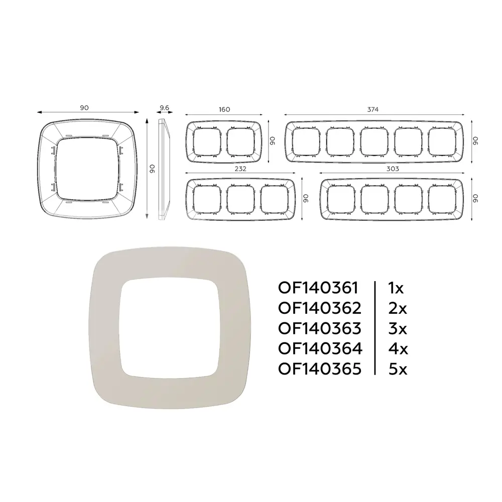Фото 4 Рамка для розеток и выключателей Ambrella volt Omega Ecta OF140363 3 поста цвет серо-бежевый матовый