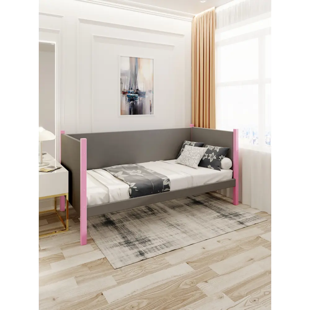 Фото 3 Кровать Solarius Тахта орто основание svetser90-180roz-orto 100 x 101 x 190 см дерево цвет светло-серый, розовый Фото 3 Кровать Solarius Тахта орто основание svetser90-180roz-orto 100 x 101 x 190 см дерево цвет светло-серый, розовый
