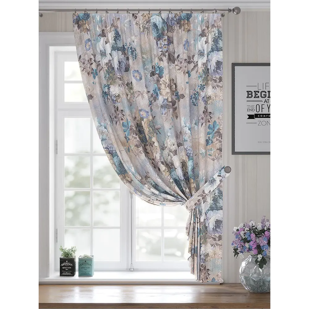 Фото 4 Штора Helga Фринерис TD-530263 на шторной ленте, 180x150 см, цвет бежевый