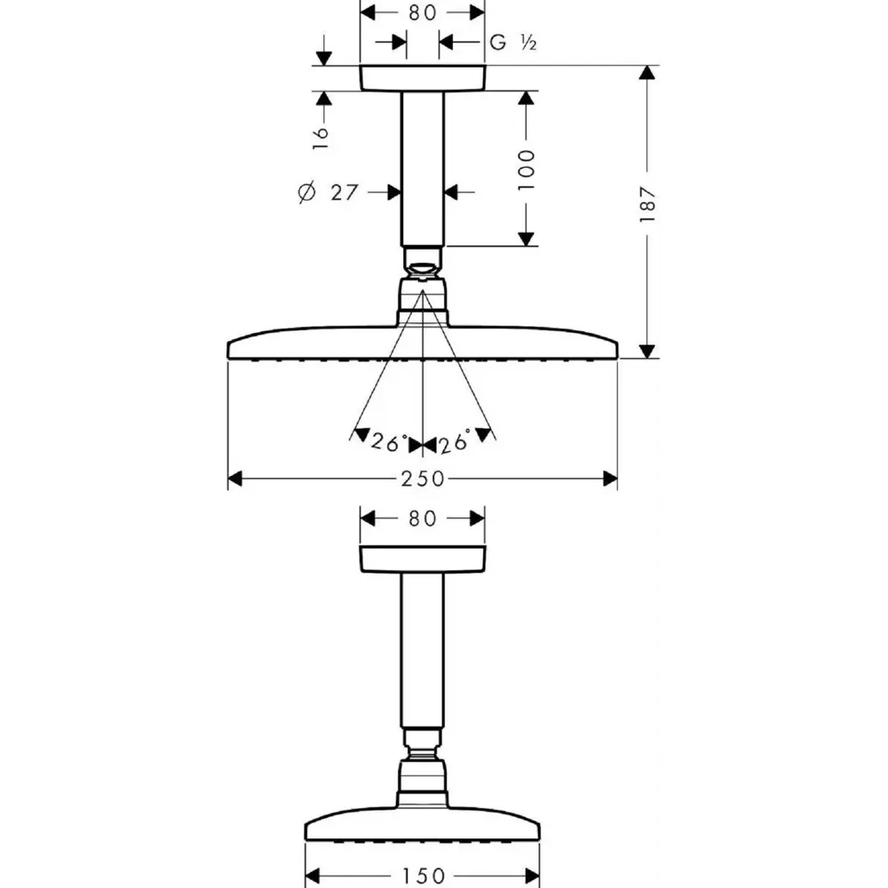 Фото 2 Душевая лейка Hansgrohe 27380000 Фото 2 Душевая лейка Hansgrohe 27380000