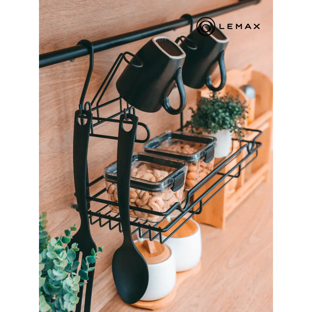 Фото 5 Настенный держатель для кухонных принадлежностей Lemax 18.5x27x39 см Металл цвет черный Фото 5 Настенный держатель для кухонных принадлежностей Lemax 18.5x27x39 см Металл цвет черный