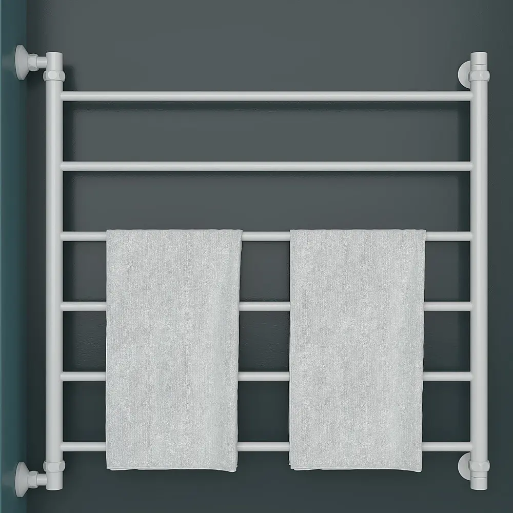 Фото 2 Полотенцесушитель водяной лестница Onix Classic white 80x80 см боковая левая подводка нержавеющая сталь цвет белый Фото 2 Полотенцесушитель водяной лестница Onix Classic white 80x80 см боковая левая подводка нержавеющая сталь цвет белый