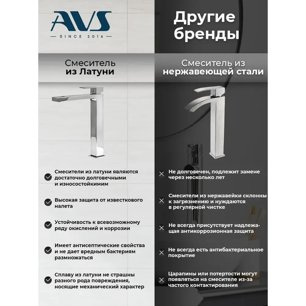 Фото Смеситель для раковины в ванную AVS Slimmer цвет хром Фото Смеситель для раковины в ванную AVS Slimmer цвет хром