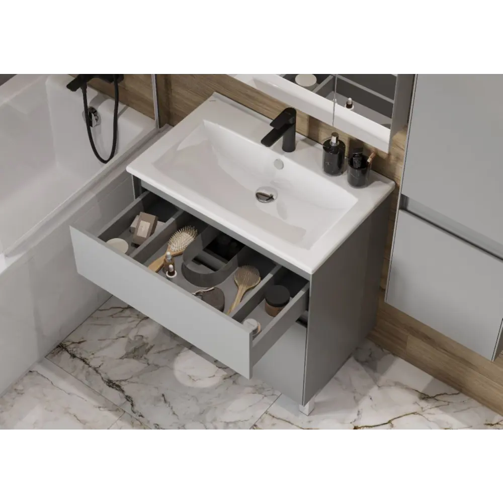 Фото 4 Тумба под раковину подвесная Aquaton 1A2783K0FR4D0 73см цвет серый, с раковиной Фото 4 Тумба под раковину подвесная Aquaton 1A2783K0FR4D0 73см цвет серый, с раковиной