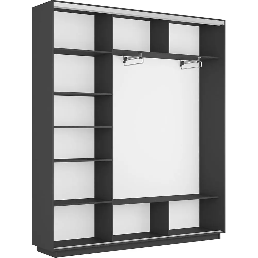 Фото 3 Шкаф-купе Мебельная Компания Е1 2 дверный 220x180x45 см зеркала 9 полок ЛДСП цвет серый