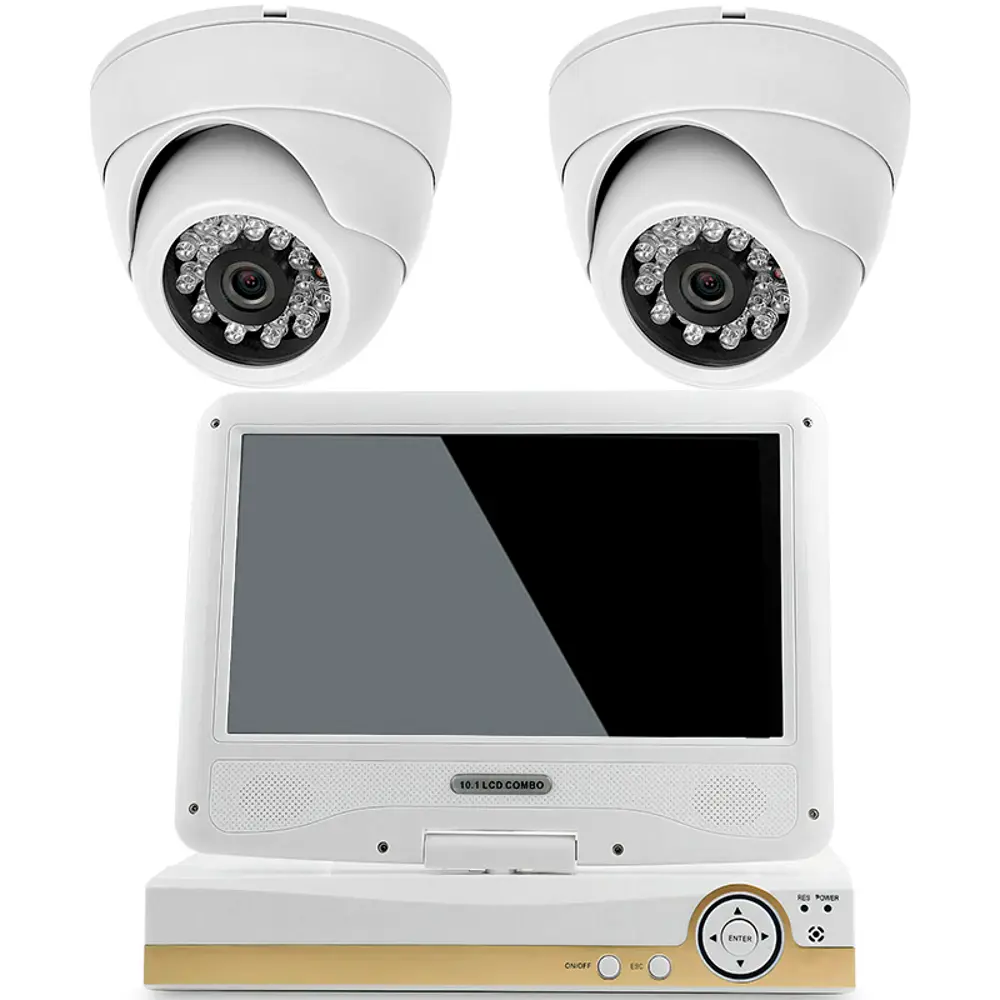 Фото 2 Комплект для видеонаблюдения AHD PS-link 2 камеры для помещения с монитором 2Мп цвет белый