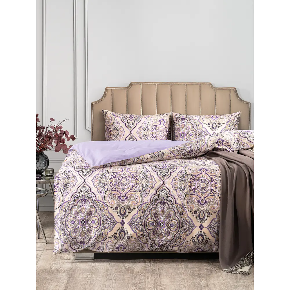 Фото Комплект постельного белья Estia Оссейн перкаль 2-спальный наволочки 50 x 70- 2 шт цвет сиреневый