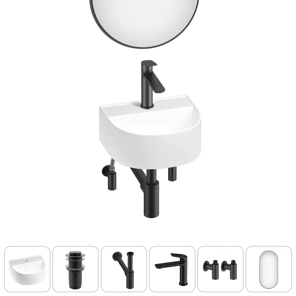 Фото Раковина мини Wellsee WC Area 32см комплект 6 в 1 20218152R Фото Раковина мини Wellsee WC Area 32см комплект 6 в 1 20218152R