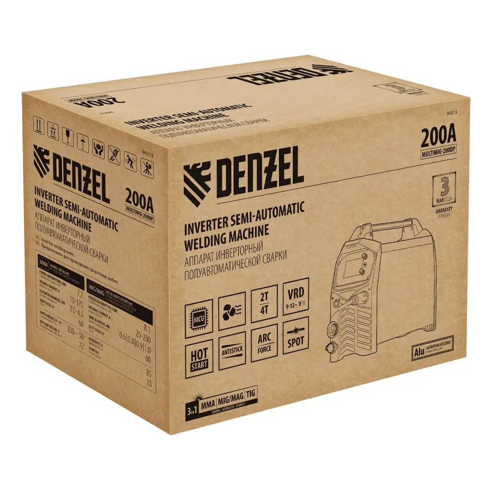 Фото 7 Сварочный аппарат инверторный Denzel MultiMIG-200DP Synergy Double Pulse, 200 А, до 4 мм