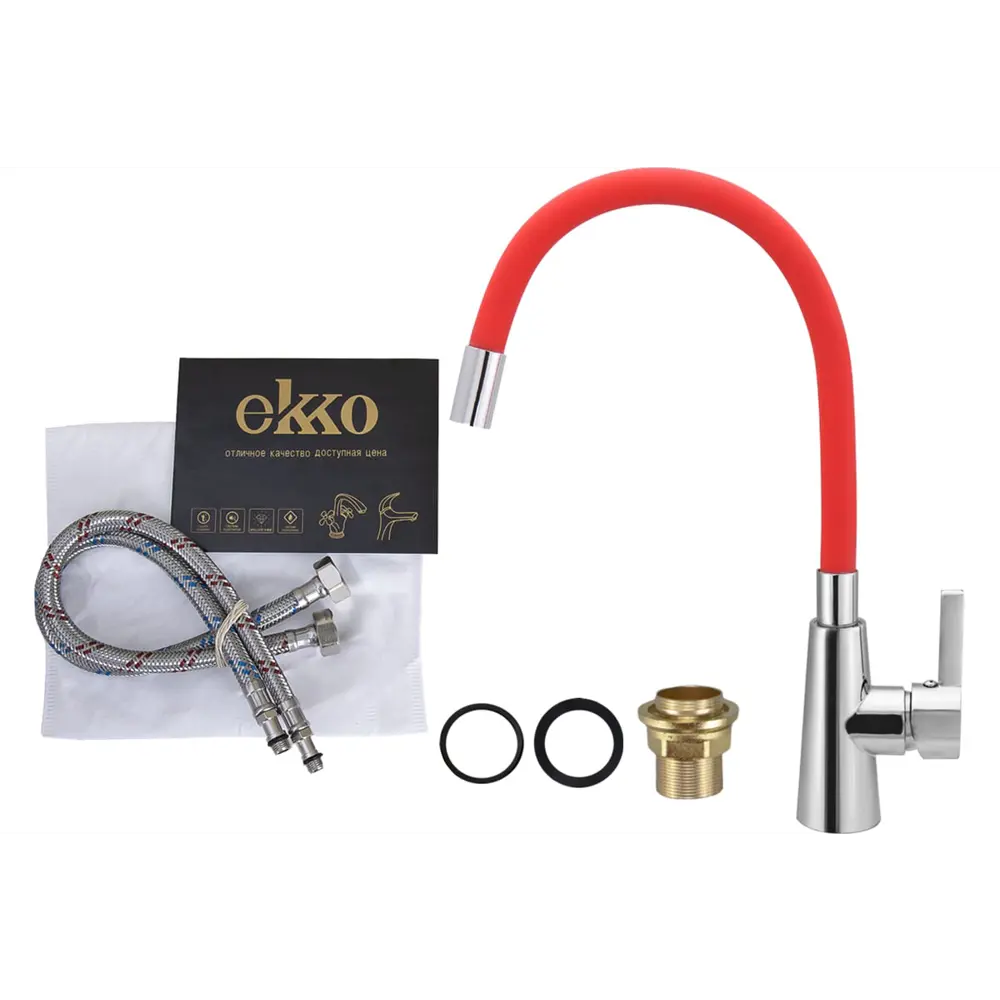 Фото 6 Смеситель для кухни Ekko E4205-E58 гибкий излив 21 см цвет хром Фото 6 Смеситель для кухни Ekko E4205-E58 гибкий излив 21 см цвет хром