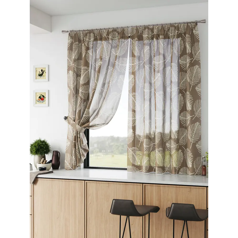 Фото Тюль Comfy way Базовая комплектация CW786041 на шторной ленте 160x150 см цвет коричневый Фото Тюль Comfy way Базовая комплектация CW786041 на шторной ленте 160x150 см цвет коричневый