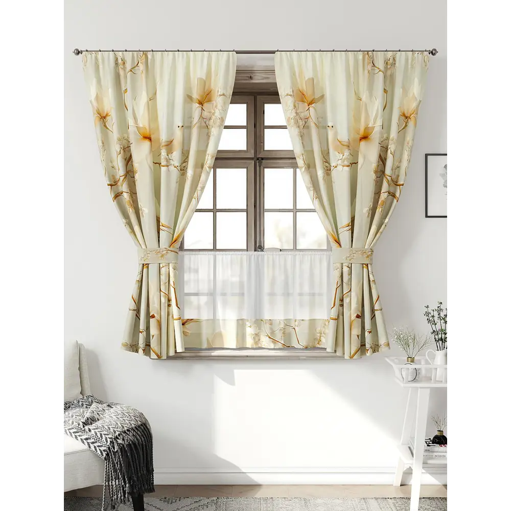 Фото Комплект штор Comfy way Иномик - 75 CW705075-160 на шторной ленте 160x150 см цвет бежевый Фото Комплект штор Comfy way Иномик - 75 CW705075-160 на шторной ленте 160x150 см цвет бежевый
