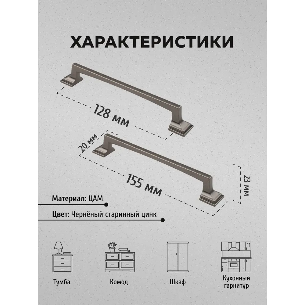 Фото 2 Мебельная ручка-скоба Kerron RS-108-128 BAZ 128 мм чернёный старинный цинк 4 шт. Фото 2 Мебельная ручка-скоба Kerron RS-108-128 BAZ 128 мм чернёный старинный цинк 4 шт.