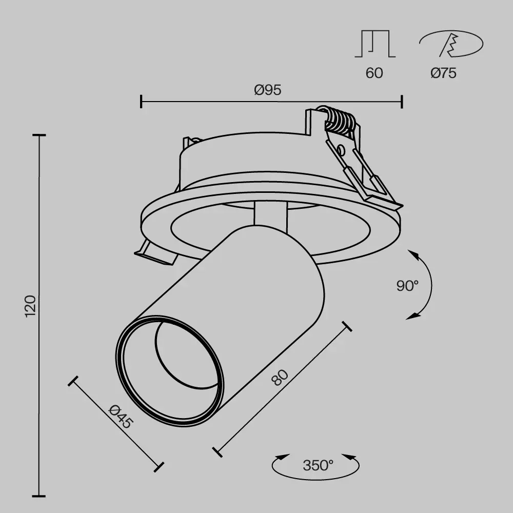 Фото 9 Светильник точечный встраиваемый светодиодный Maytoni Focus led C071cl-7w4k-wb под отверстие 85 мм 7 Вт нейтральный белый свет цвет черный Фото 9 Светильник точечный встраиваемый светодиодный Maytoni Focus led C071cl-7w4k-wb под отверстие 85 мм 7 Вт нейтральный белый свет цвет черный