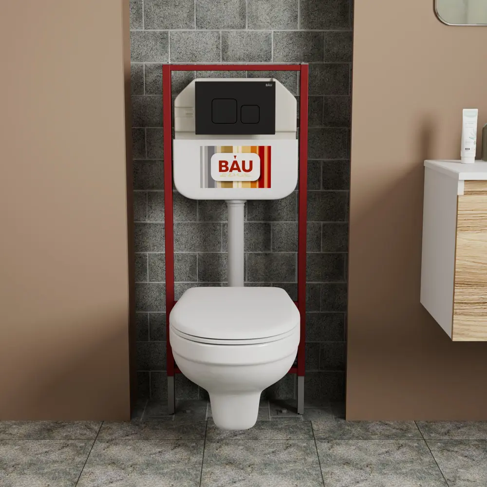 Фото 3 Комплект BAUEDGE NEO45700-30745-Q00015 6 в 1: инсталляция 45 для унитаза, унитаз Rio Luxe 52x35, сиденье микролифт, кнопка Soul, черная мат Фото 3 Комплект BAUEDGE NEO45700-30745-Q00015 6 в 1: инсталляция 45 для унитаза, унитаз Rio Luxe 52x35, сиденье микролифт, кнопка Soul, черная мат