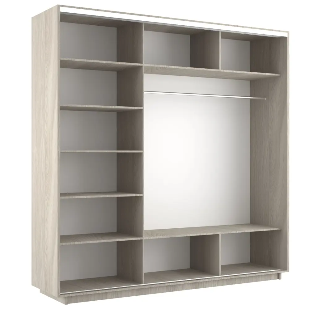 Фото 3 Шкаф-купе Мебельная Компания Е1 2 дверный 240x180x60 см зеркало 9 полок ЛДСП цвет ясень шимо светлый Фото 3 Шкаф-купе Мебельная Компания Е1 2 дверный 240x180x60 см зеркало 9 полок ЛДСП цвет ясень шимо светлый