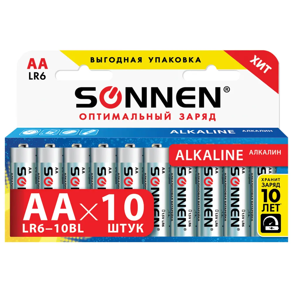 Фото 4 Батарейка Sonnen AA (LR6) алкалиновая 10 шт. Фото 4 Батарейка Sonnen AA (LR6) алкалиновая 10 шт.