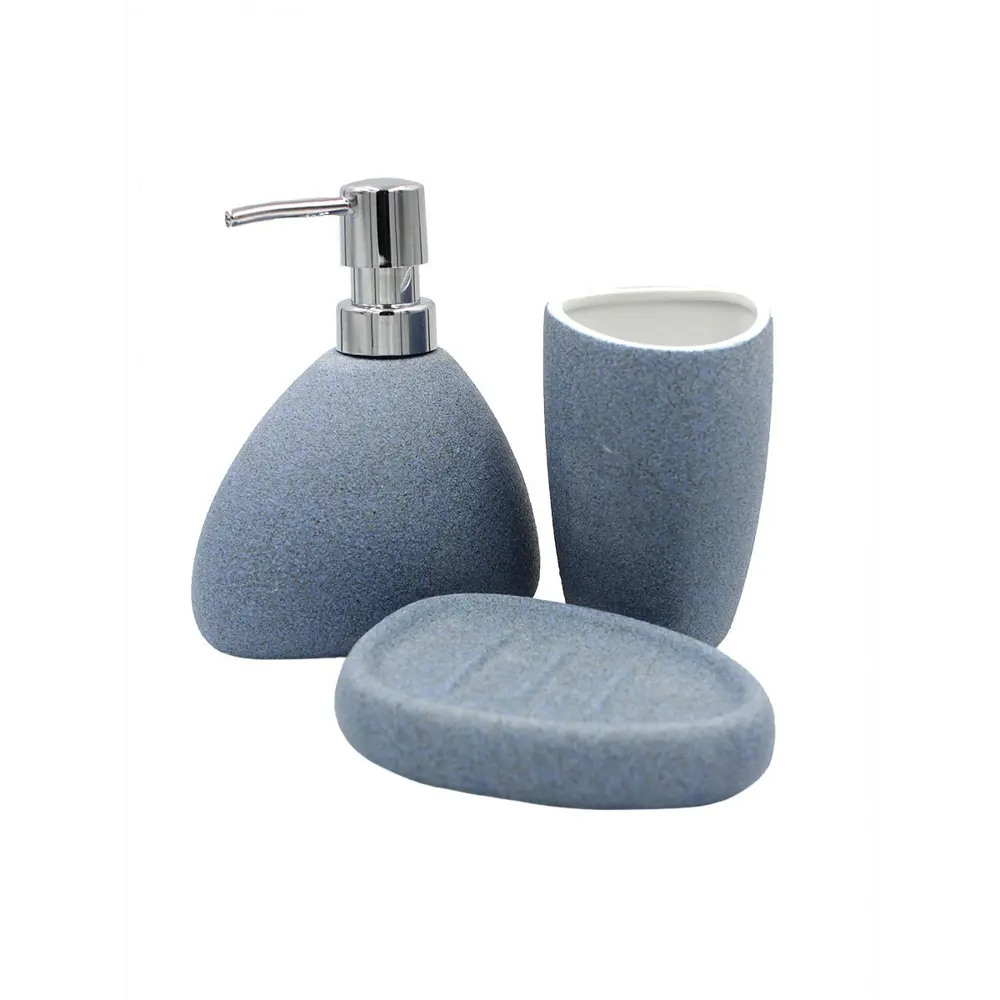 Фото Набор аксессуаров для ванной комнаты Bath Plus Azzurro SET3: дозатор для жидкого мыла, мыльница, стакан для зубных щеток Фото Набор аксессуаров для ванной комнаты Bath Plus Azzurro SET3: дозатор для жидкого мыла, мыльница, стакан для зубных щеток
