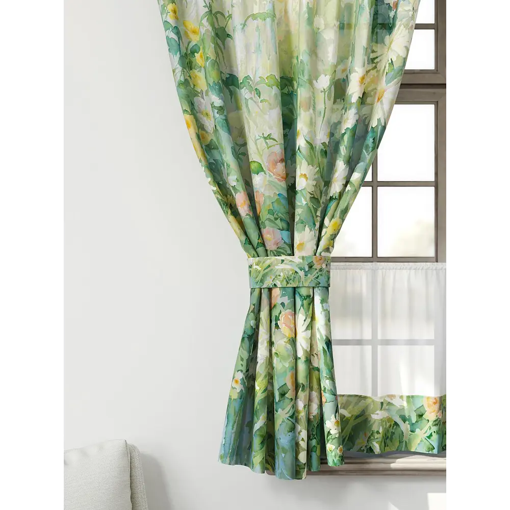 Фото 4 Комплект штор Comfy way CW705109-160 на шторной ленте 160x150 см цвет зеленый, желтый Фото 4 Комплект штор Comfy way CW705109-160 на шторной ленте 160x150 см цвет зеленый, желтый
