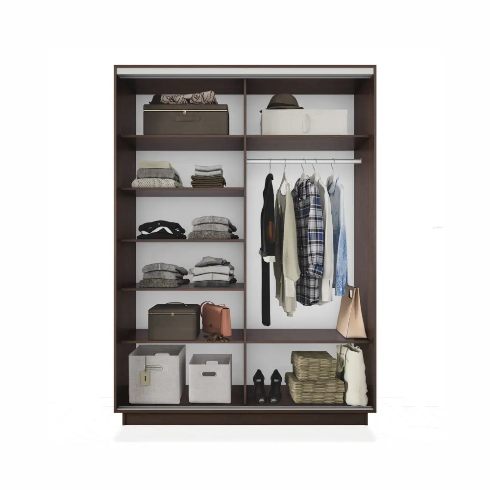 Фото 2 Шкаф-купе Мебельная Компания Е1 2 дверный 220x160x60 см зеркало 7 полок ЛДСП цвет венге