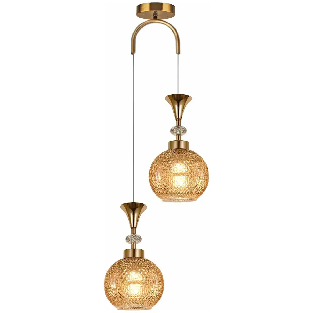 Фото Светильник подвесной Reluce 02001-0.9-02 amber 2 лампы 12 м² цвет жёлтый/золотой Фото Светильник подвесной Reluce 02001-0.9-02 amber 2 лампы 12 м² цвет жёлтый/золотой