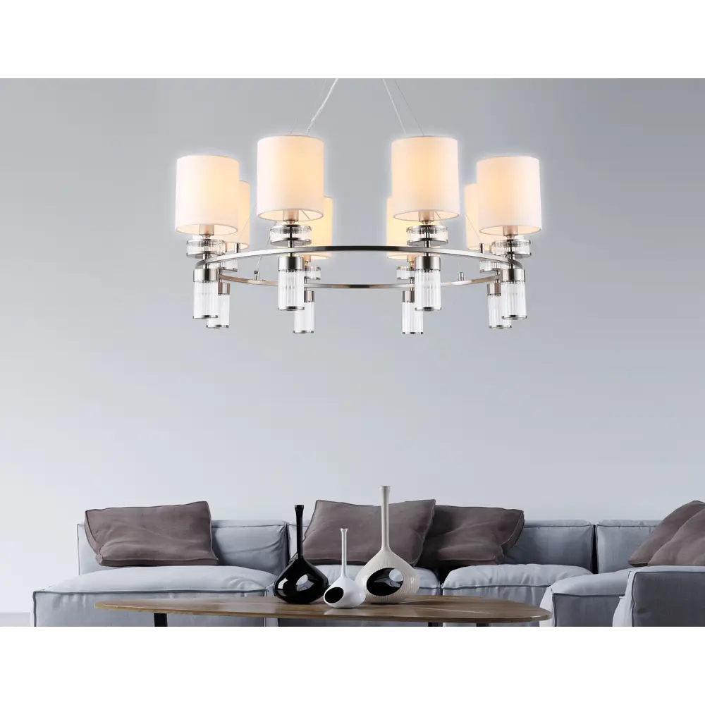 Фото 5 Люстра подвесная Ambrella light High light Lh71293 8 ламп 32 м² цвет белый, никель Фото 5 Люстра подвесная Ambrella light High light Lh71293 8 ламп 32 м² цвет белый, никель