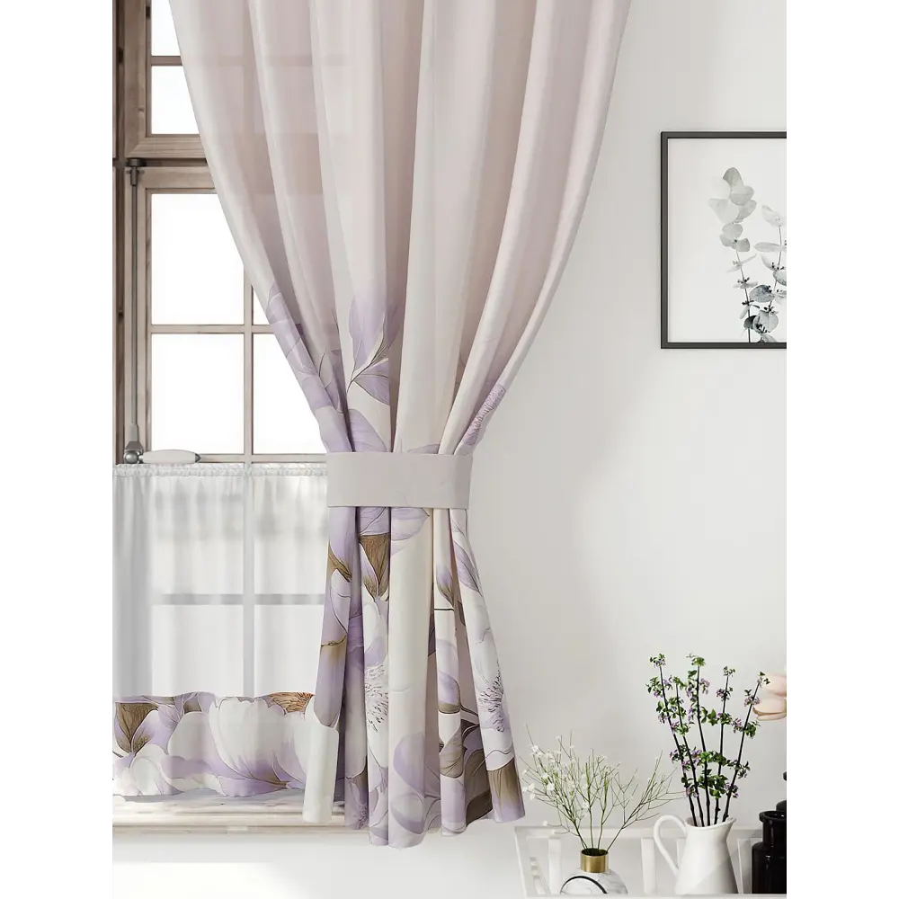 Фото 4 Комплект штор Comfy way Иномик - 79 CW705079-160 на шторной ленте 160x150 см цвет розовый