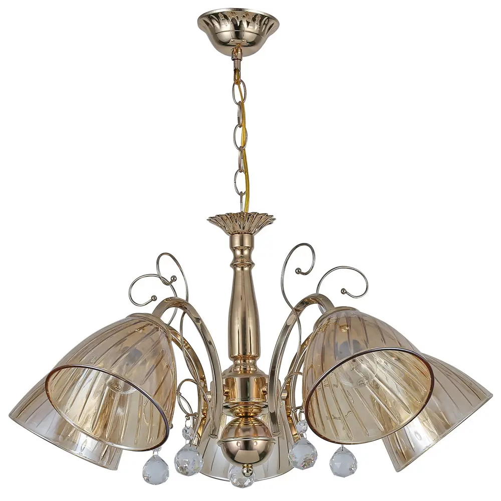 Фото 3 Люстра подвесная Reluce Нет 06510-0.4-05 5 лампа 10 м² цвет золото