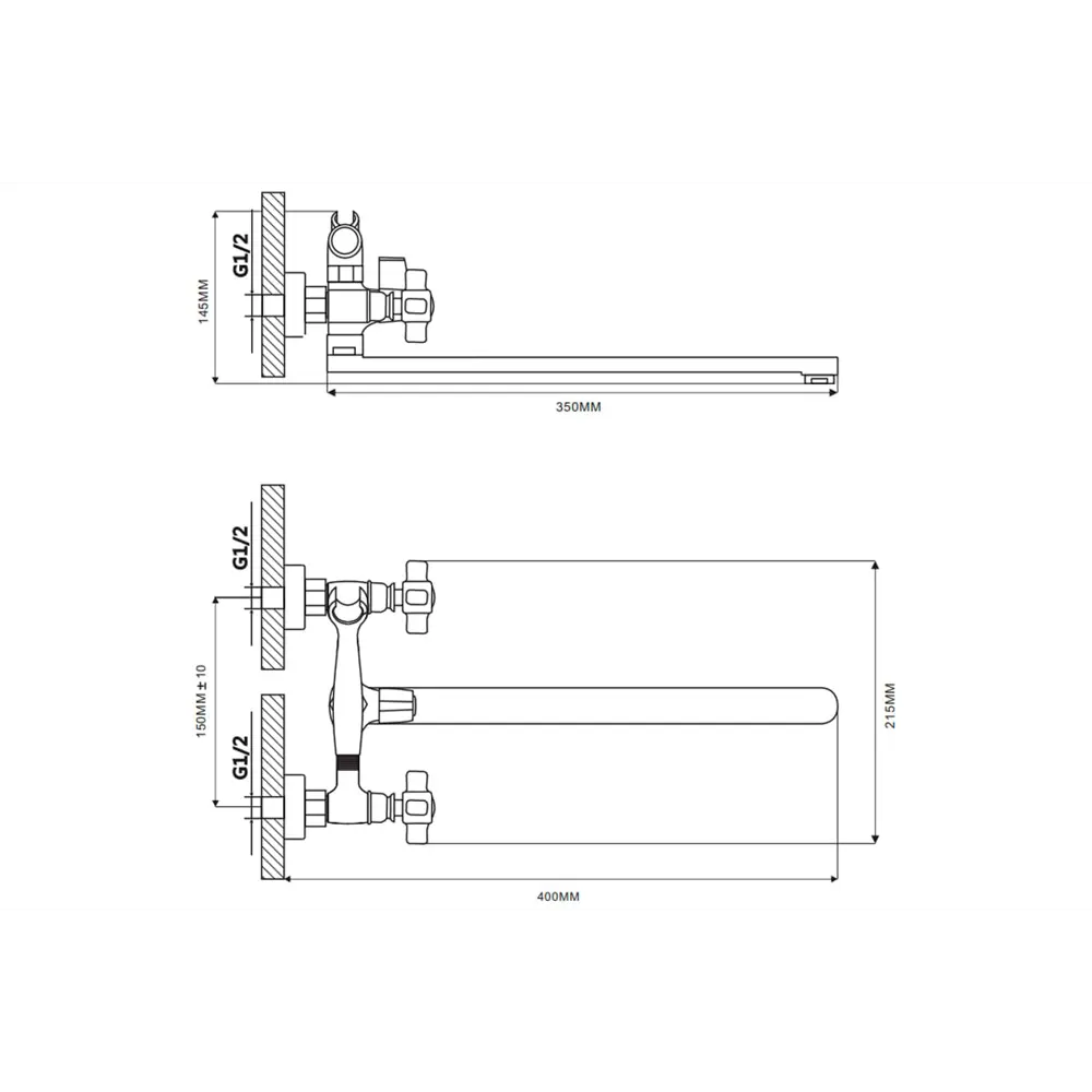 Фото 8 Смеситель для ванны Ekko E22018 двухвентильный цвет хром
