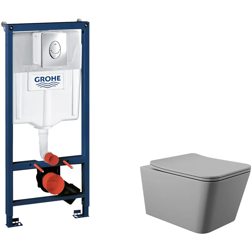 Фото 2 Инсталляция GROHE Rapid SL с клавишей смыва Skate Air (3 реж) 3-в-1 (113 м)(38721001) и унитаз 52x37 Soft-Close серый матовый квадрат Фото 2 Инсталляция GROHE Rapid SL с клавишей смыва Skate Air (3 реж) 3-в-1 (113 м)(38721001) и унитаз 52x37 Soft-Close серый матовый квадрат